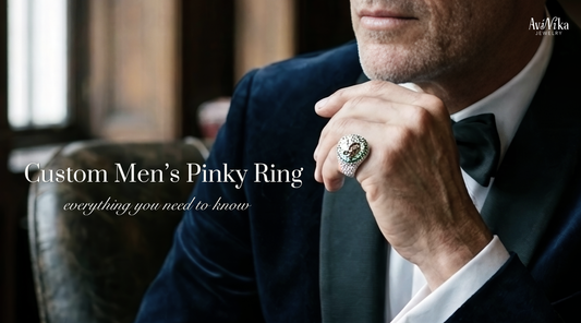 Gemstone invisible setting men's pinky rings | avinika jewelry