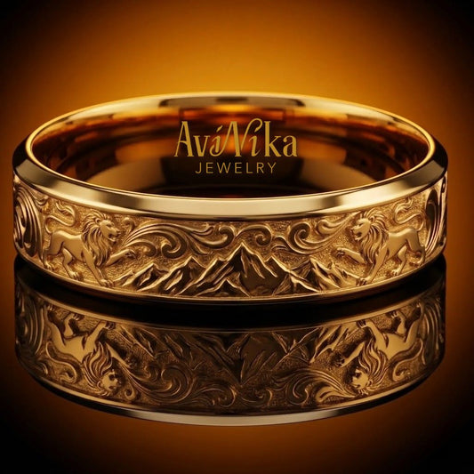 The Sierra Leone Band - Custom Lion Mountain Wedding Ring