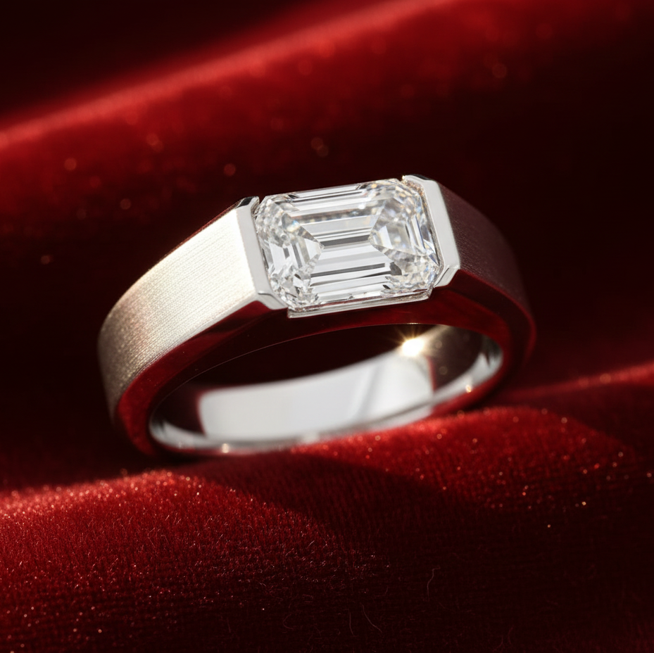 AviNika Jewelry Mens Modern Wedding Ring 14k solid white gold 3.0 ct lab diamond