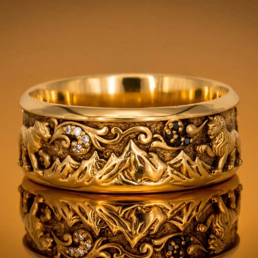 The Sierra Leone Band - Custom Lion Mountain Wedding Ring