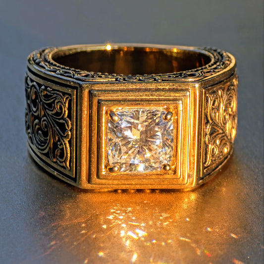 AviNika Jewelry Men's Gold ring with 2ct lab diamond