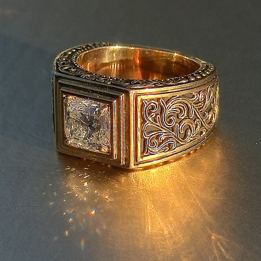 AviNika Jewelry Men's Gold ring with 2ct lab diamond