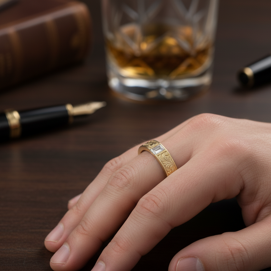 AviNika Jewelry Mens Wedding Band Front