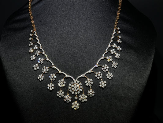 Delicate diamond necklace on a black background