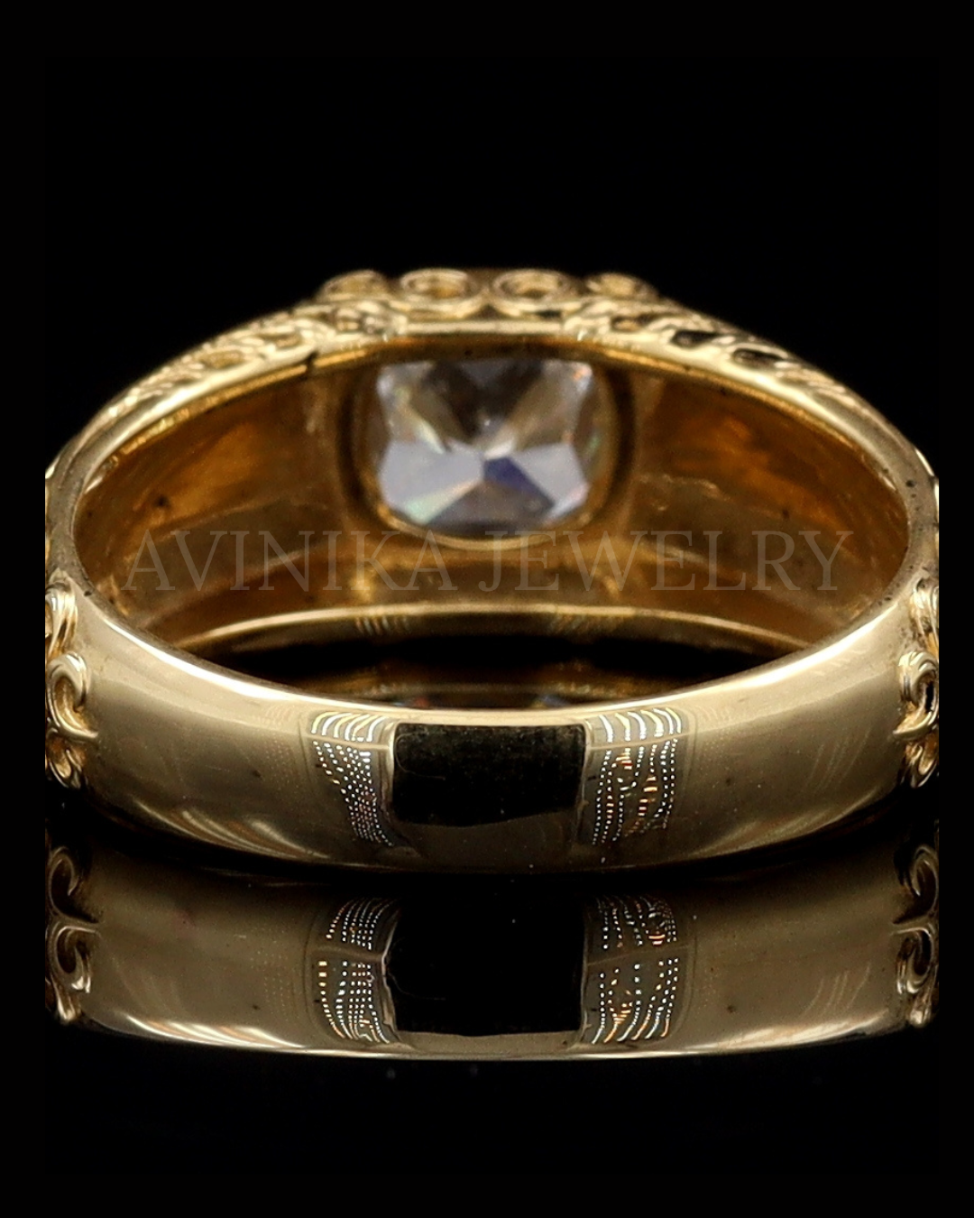 18k Gold Men's Lab Diamond Ring, Statement Ring