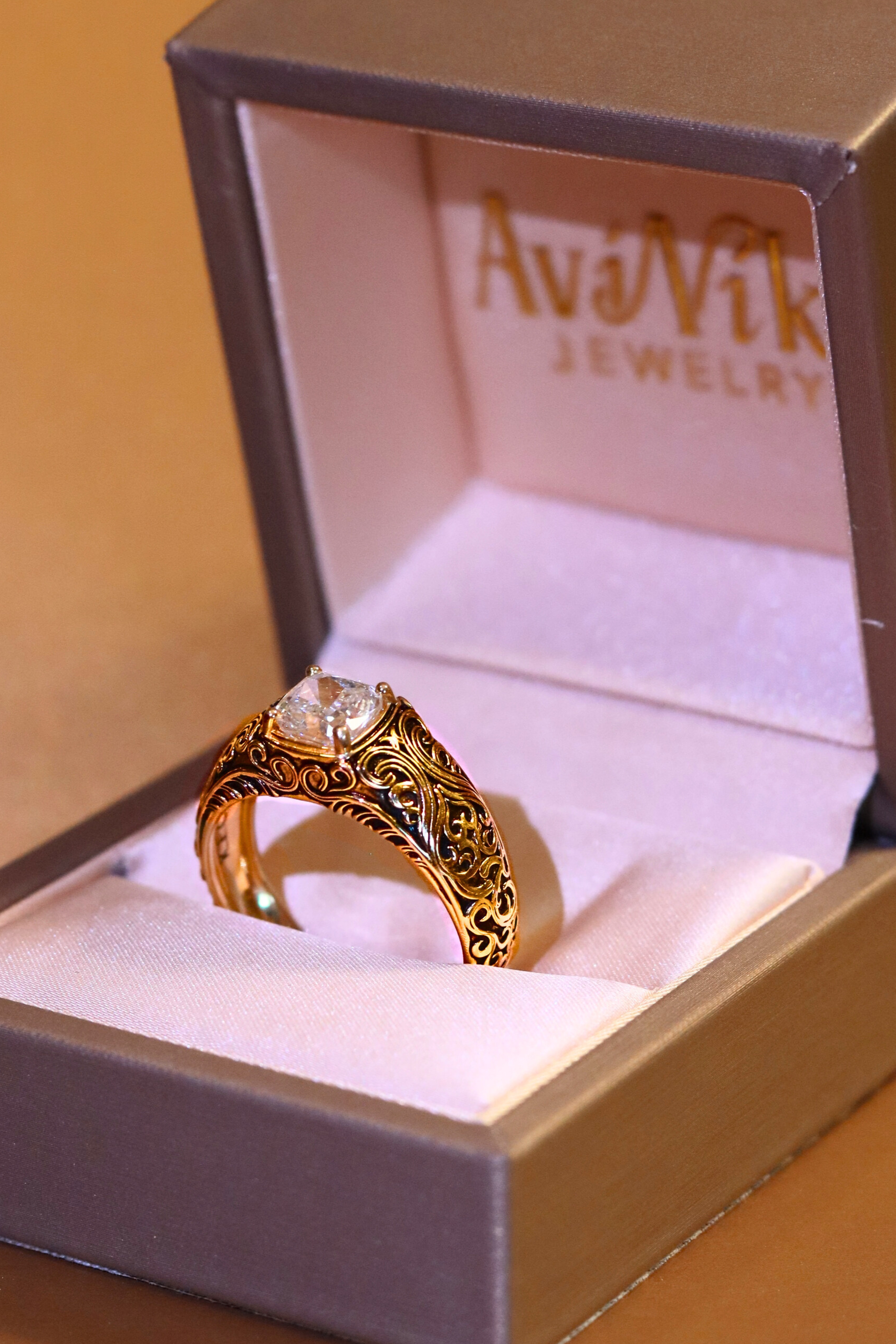 18k Gold Men's Lab Diamond Ring, Statement Ring