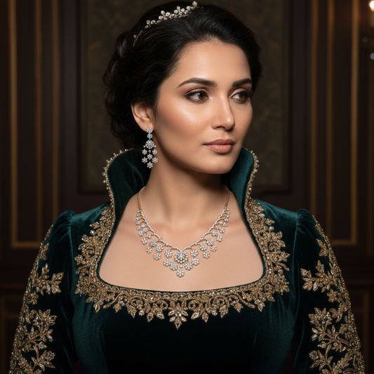 Her Majesty Natural Diamond Necklace & Earrings (18ctw)