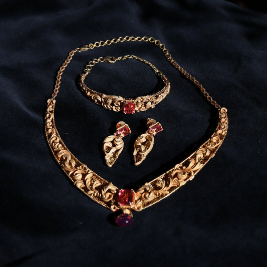 The Versailles Heirloom Earrings and Bracelet set 22k Gold