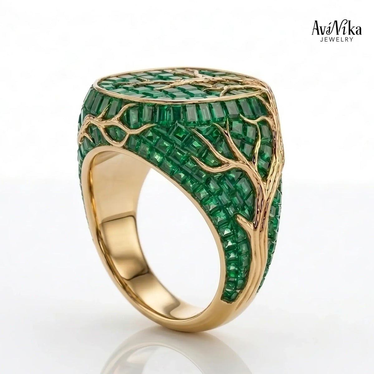 the dodona oak signet ring for men in 22k gold | avinika jewelry