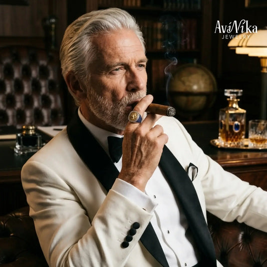 The Nemean Lion Blue Sapphire & Diamond Signet Ring | AviNika Jewelry