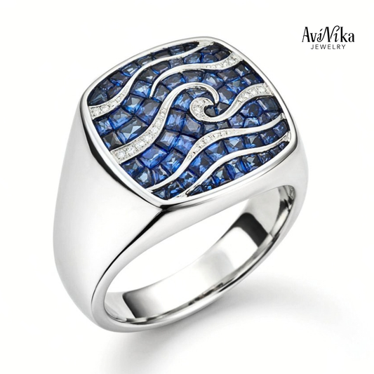 The Oceanus Sapphire Signet Ring