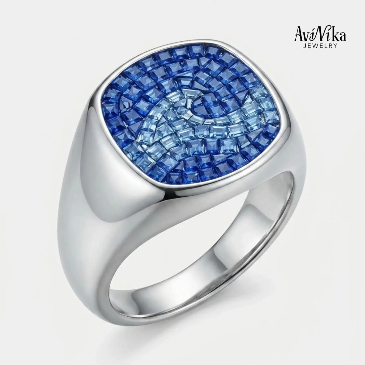 The Poseidon Sapphire Wave Signet Ring | AviNika Jewelry