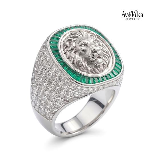 The Nemean Lion Emerald & Diamond Signet Ring