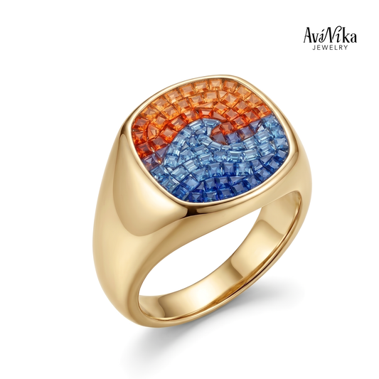 The Poseidon Sapphire Wave Signet Ring