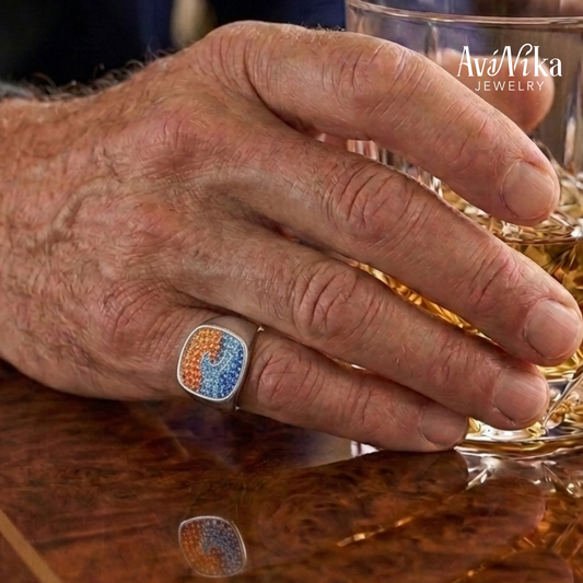 The Poseidon Sapphire Wave Signet Ring