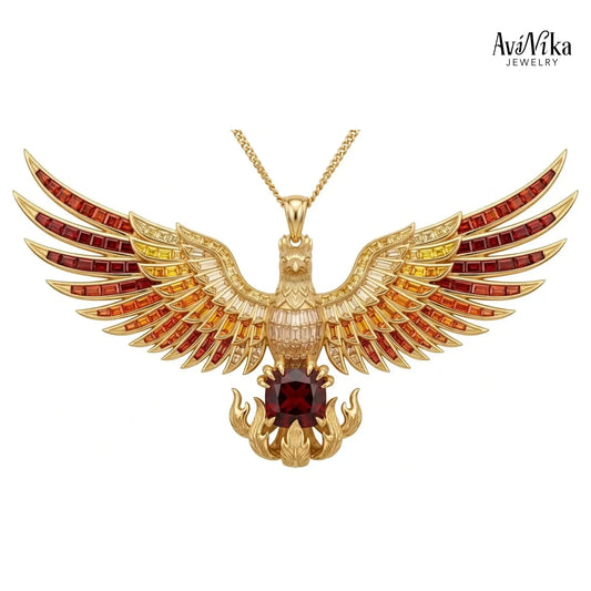 kyiv phoenix sapphire pendant with garnet | avinika jewelry