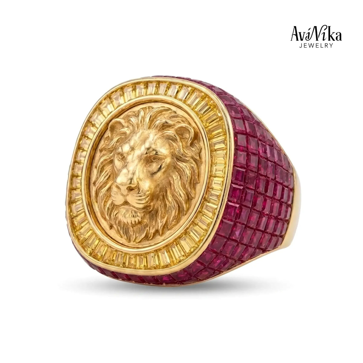 The Nemean Lion Ruby Signet Ring for men | AviNika Jewelry